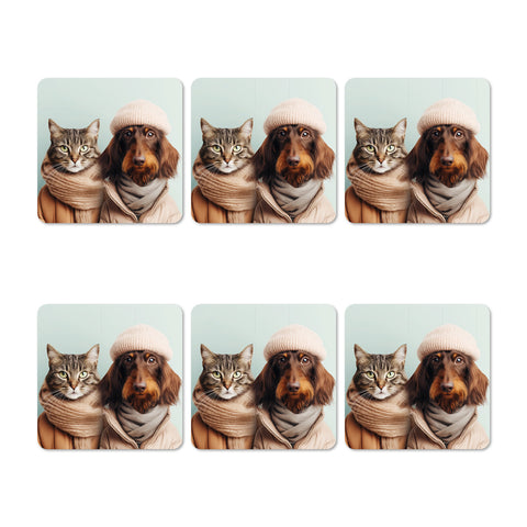 Funny Cats & Dog 1 Untersetzer-Set
