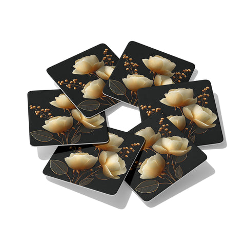 Coffret dessous de verre Gold Flower