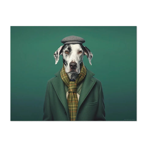 Elevate your dining experience with our funny dog-themed placemats, inspired by the 60s whimsy. Made in Germany, these vinyl quality placemats are easy to clean and feature here Jack the black & white dane dog labrador with a green background. You could mix it with our Poodle, Labrador and Yorkshire Terrier designs. Transform your table today and make it alive!