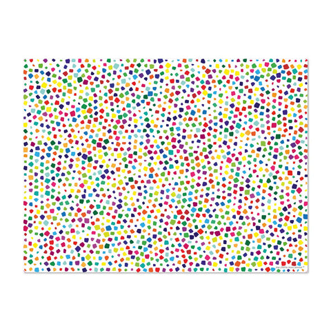 rectangular vinyl placemats featuring a terrazzo-inspired pattern in a soothing multi colors palette, adding a touch of natural elegance and sophistication to any table setting, 6 different designs for a colorful table, made in Europe, easy to clean