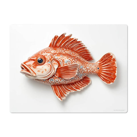 The fish pattern design on these placemats draws inspiration from faience, a form of tin-glazed pottery known for its vibrant colors and intricate designs. This historical reference brings a touch of artistic tradition to your table setting.
