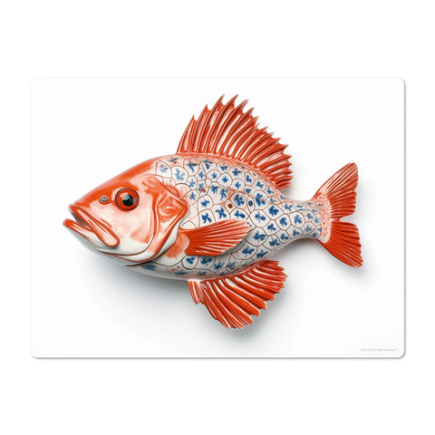 The fish pattern design on these placemats draws inspiration from faience, a form of tin-glazed pottery known for its vibrant colors and intricate designs. This historical reference brings a touch of artistic tradition to your table setting.