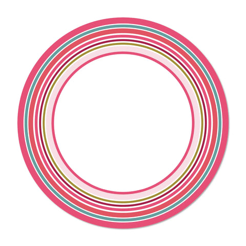 A round vinyl placemat with a summer color circles design on the edges, designed to enhance summer tables. Place your plate on it and it will be elevated by the colorful circle accents around it. Made from high-quality vinyl material, this placemat is not only visually appealing but also easy to clean and maintain, making it a convenient choice for everyday use.