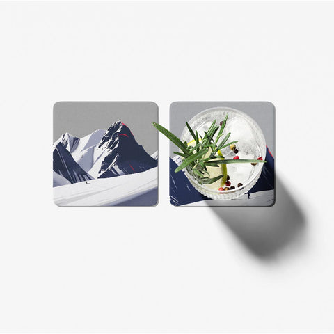 Vintage Ski Mountain Coasters Set