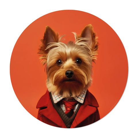 Elevate your dining experience with our funny dog-themed placemats, inspired by the 60s whimsy. Made in Germany, these vinyl quality placemats are easy to clean and feature here Nala the funny Yorkshire with a orange background. You could mix it with our Labrador, Great Dane and Yorkshire Terrier designs. Transform your table today and make it alive!