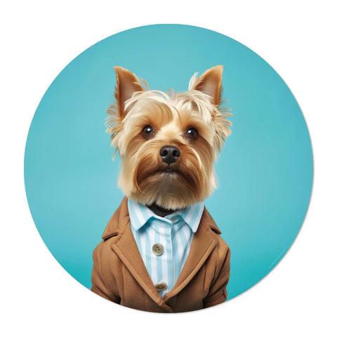 Elevate your dining experience with our funny dog-themed placemats, inspired by the 60s whimsy. Made in Germany, these vinyl quality placemats are easy to clean and feature here Gribouille the funny Yorkshire with a blue background. You could mix it with our Labrador, Great Dane and Yorkshire Terrier designs. Transform your table today and make it alive!