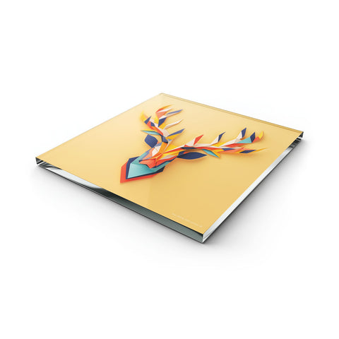 Glass Trivet Colorful Antlers