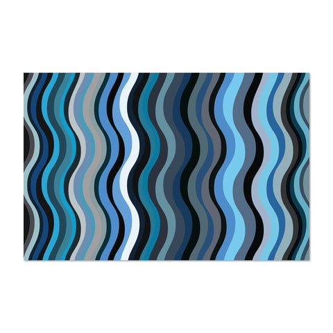 Vinyl dense rug with 118x180 cm cm size and shade of blue copying the psychedelic design. There are perfect for the living room or the  kitchen. Non-Slip and durable, you could use them indoor and outdoor to enhance your floors. 
