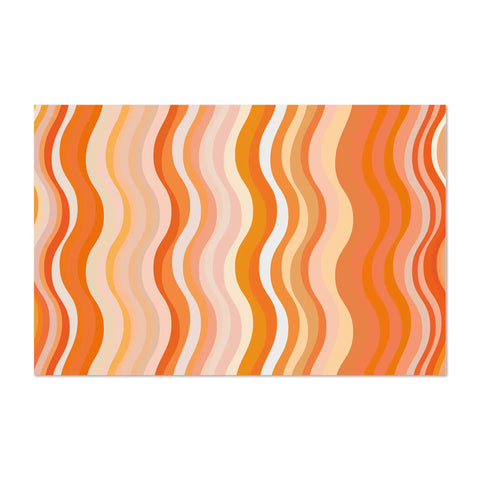 Vinyl dense rug with 118x180 cm cm size and shade of orange copying the psychedelic design. There are perfect for the living room or the  kitchen. Non-Slip and durable, you could use them indoor and outdoor to enhance your floors. 