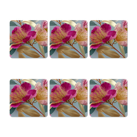 Golden Flowers Coasters Set