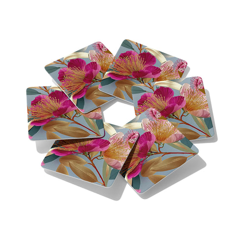 Golden Flowers Coasters Set