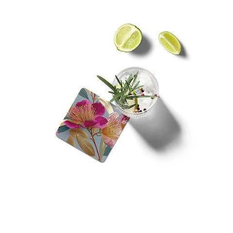 Golden Flowers Coasters Set