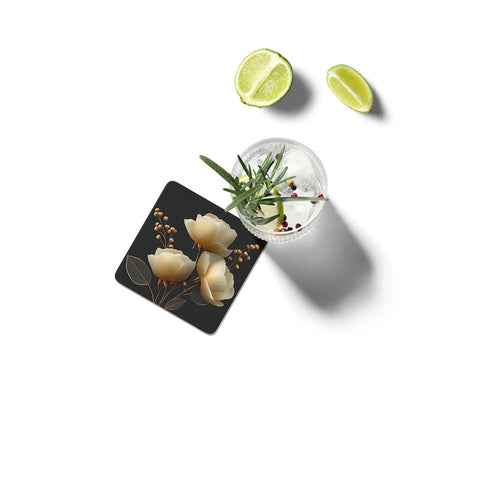 Gold Flower Coasters Set