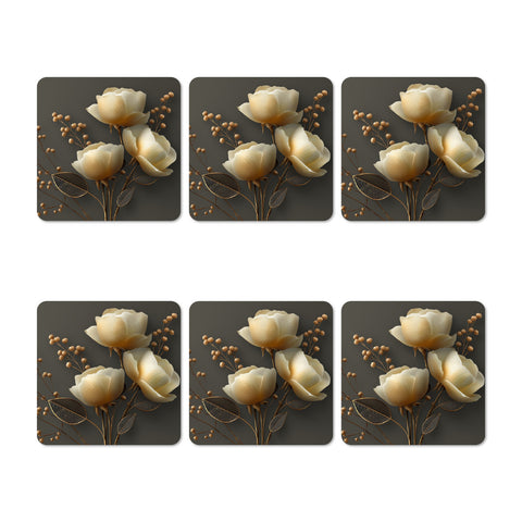 Gold Flower 2 Coasters Set