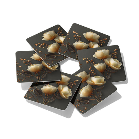 Gold Flower 2 Coasters Set