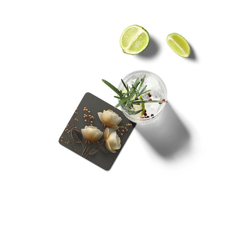 Gold Flower 2 Coasters Set