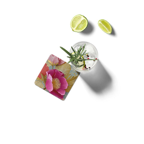 Golden Flowers 2 Coasters Set