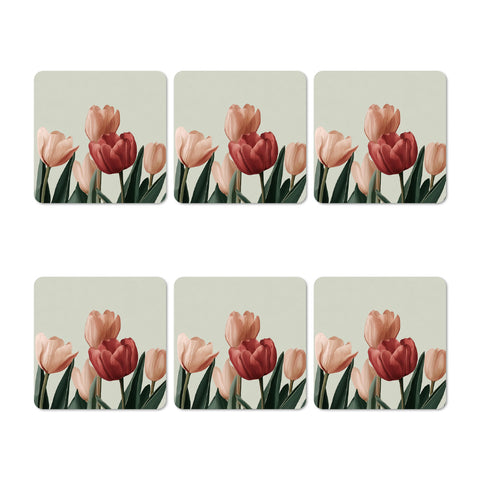 Pastel Tulips 2 Coasters Set