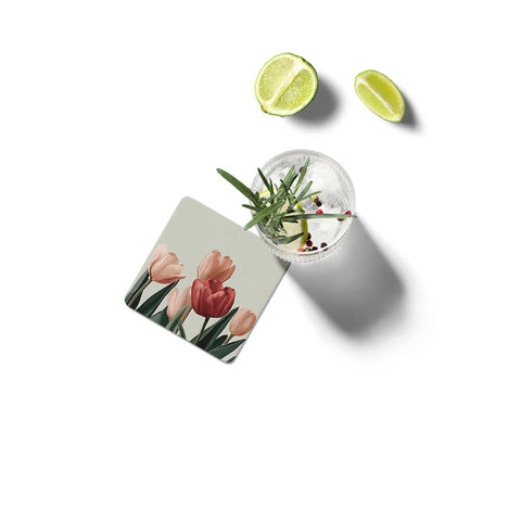 Pastel Tulips 2 Coasters Set