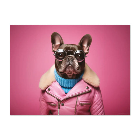 Elevate your dining experience with our funny dog-themed placemats, inspired by the 60s whimsy. Made in Germany, these vinyl quality placemats are easy to clean and feature here Rocky the brown French bulldog with a pink background. You could mix it with our Poodle, Great Dane and Yorkshire Terrier designs. Transform your table today and make it alive!
