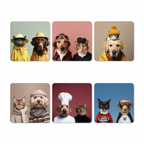 Funny Cats & Dogs Serie II Coasters Set
