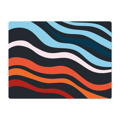 Elevate your dining decor with our vinyl  rectangle placemats featuring a stunning wave design. With a harmonious blend of colors, they effortlessly mix patterns, adding a touch of elegance. 