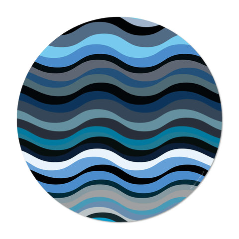 Elevate your dining experience with our round vinyl placemat featuring a design wave pattern in shades of blue. These placemats boast bold colors and are incredibly easy to clean. Bring a touch of maritime to your table setting.
