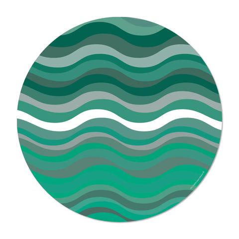 Elevate your dining experience with our round vinyl placemat featuring a design wave pattern in shades of green. These placemats boast bold colors and are incredibly easy to clean. Bring a touch of maritime to your table setting.
