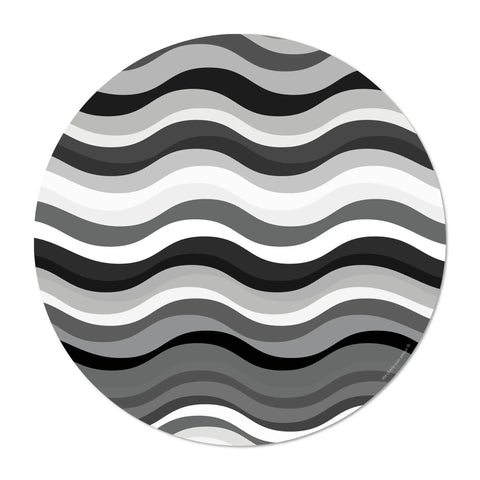 Elevate your dining experience with our round vinyl placemat featuring a design wave pattern in shades of grey. These placemats boast bold colors and are incredibly easy to clean. Bring a touch of maritime to your table setting.