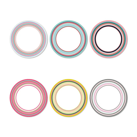 Enhance and design your table decor with our Alba Vinyl Coasters to enhance your sommer table. This bold colors fascinating circles illustration not only looks beautiful but is also a breeze to clean.