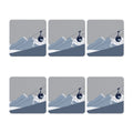 Set of six coasters with mountain and cable car design on a gray background