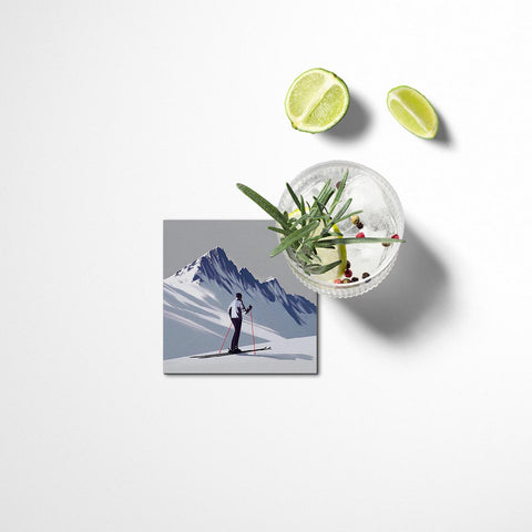 Vintage Ski Skier Coasters Set