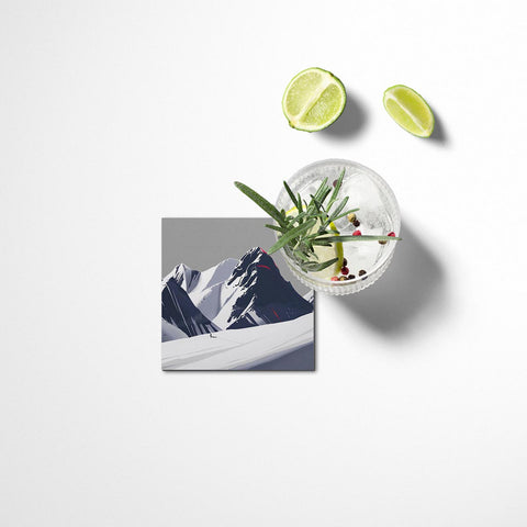 Vintage Ski Mountain Coasters Set