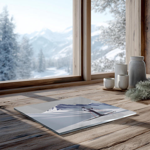 Glass Trivet Skier
