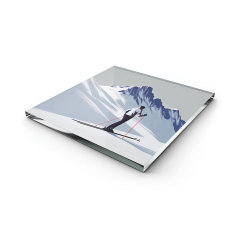 Glass Trivet Skier