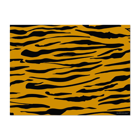 rectangular vinyl placemats featuring a tiger skin, adding a touch of wild sophistication and elegance to any trendy table setting, 6 different designs of wild animal skins, for a wild table, made in Europe, easy to clean