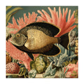 Vintage-style illustration of a fish among coral and sea plants