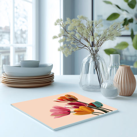 Glass Trivet Poetic Tulips