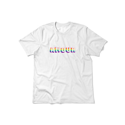 Pride Collection: vibrant and diverse T-Shirt white 100% cotton. Whether you're attending a pride parade, expressing your identity daily, or simply looking for an uplifting addition to your wardrobe, our T-Shirt Mon amour is here to inspire and empower. This shirt isn’t just piece of clothing—it’s  a powerful tool for raising awareness, fostering unity, and promoting positive change.
