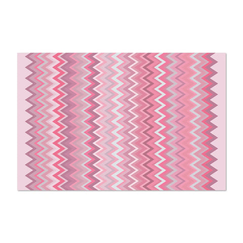 Vinyl dense rug from the ZigZag collection ,118x180 cm cm size with shade of pink fashion zigzag patterns. Perfect for the living room or the kitchen areas, they are non-Slip and durable and perfect for indoor and outdoor use to enhance your floors.