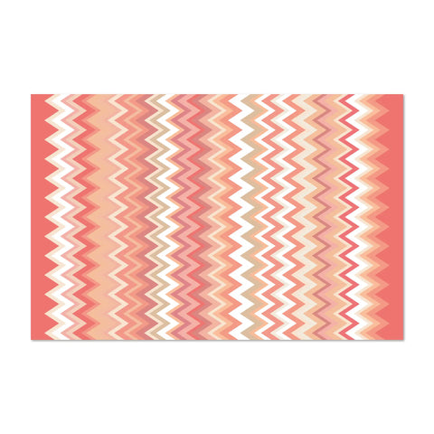 Vinyl dense rug from the ZigZag collection ,118x180 cm cm size with shade of peach tones fashion zigzag patterns. Perfect for the living room or the kitchen areas, they are non-Slip and durable and perfect for indoor and outdoor use to enhance your floors.